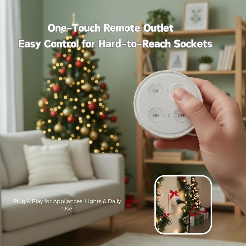 LoraTap Mini Remote Control Outlet Plug: 656ft Range — Wireless Light Switch for Household Appliances — No Wiring — 1 Remote for 2 Outlets - Image 2