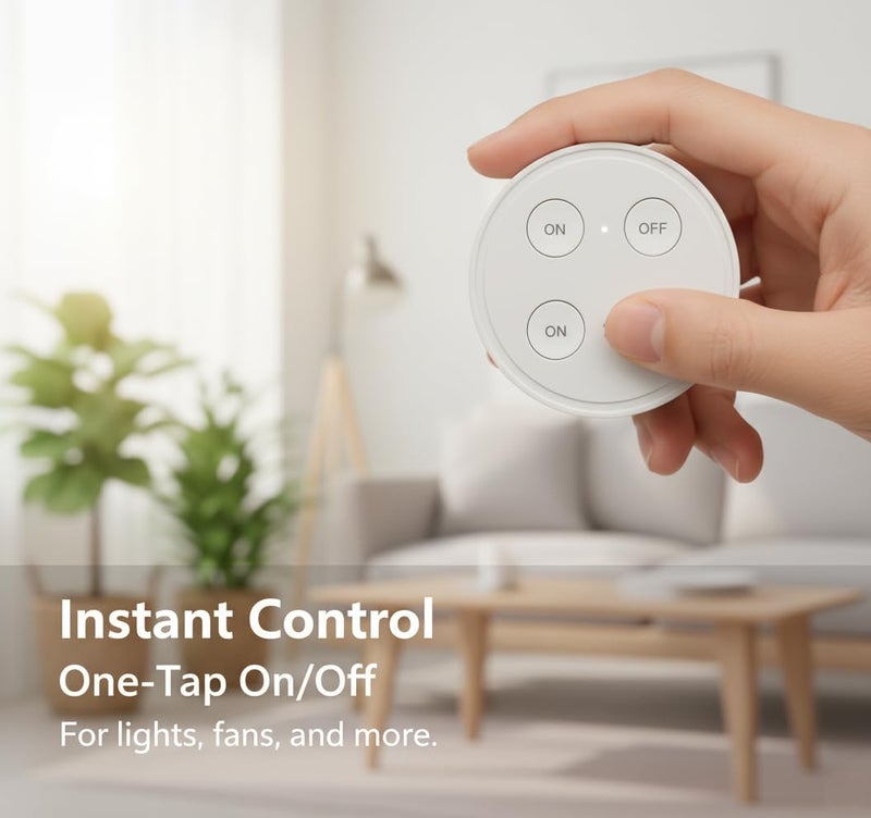 LoraTap Mini Remote Control Outlet Plug: 656ft Range — Wireless Light Switch for Household Appliances — No Wiring — 1 Remote for 2 Outlets - Image 3