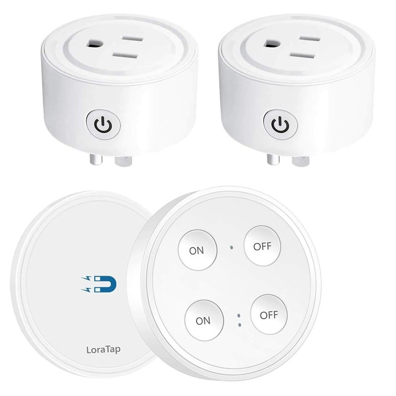 LoraTap Mini Remote Control Outlet Plug: 656ft Range — Wireless Light Switch for Household Appliances — No Wiring — 1 Remote for 2 Outlets - Image 1