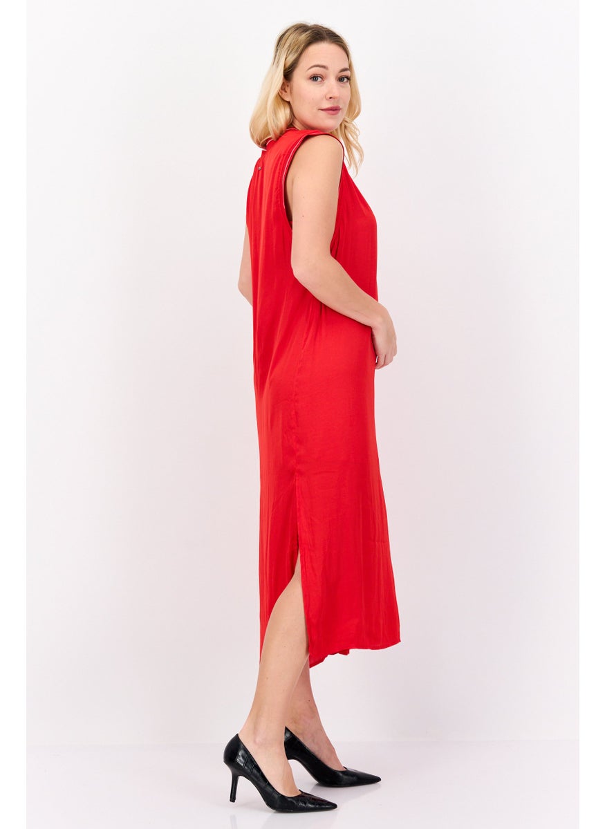 Pepe Jeans Women Solid Midi Dress, Red  - Image 3