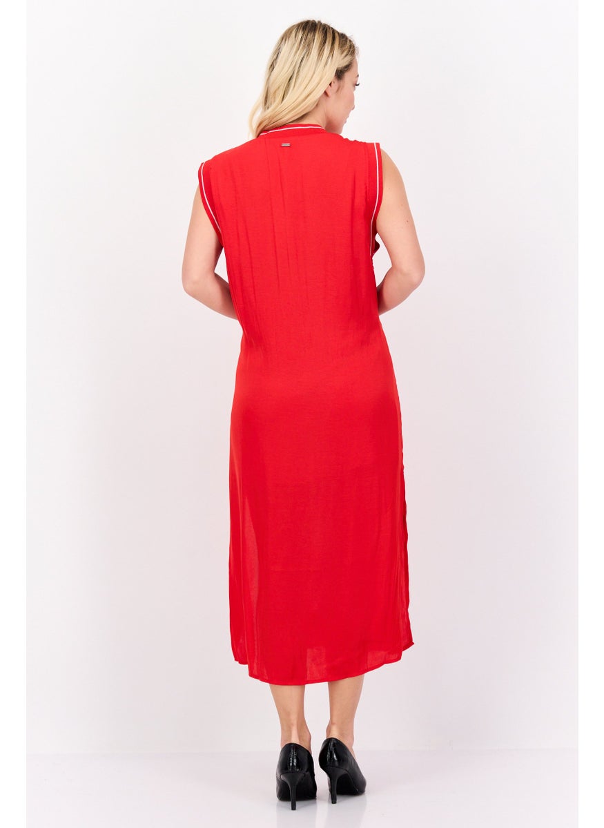 Pepe Jeans Women Solid Midi Dress, Red  - Image 4