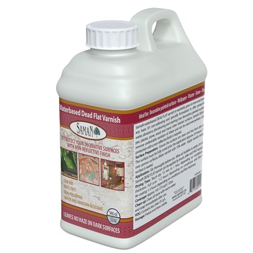 Saman Waterbased Dead Flat Varnish SAM-801 – Protects Decorative Surfaces (946 ml – 32 oz) - Image 1