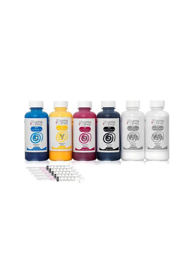 LOTSA. STYLE Premium DTF Ink Refill for Inkjet Printers Heat Transfer Film Printing (120ml x 6, CMYK Wh) - Image 1