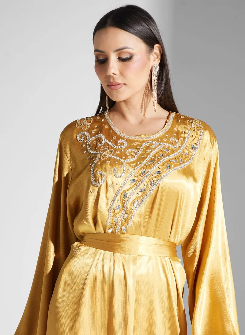 hayas closet Embellished Belted Jalabiya