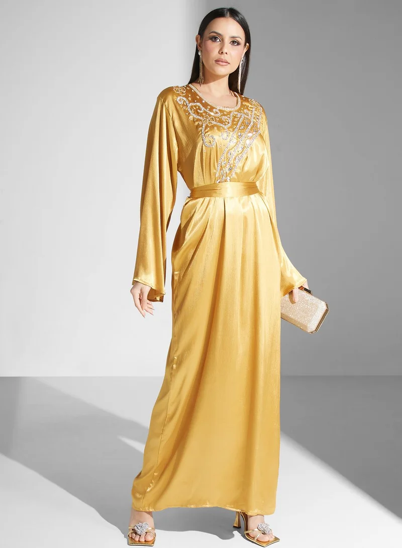 hayas closet Embellished Belted Jalabiya
