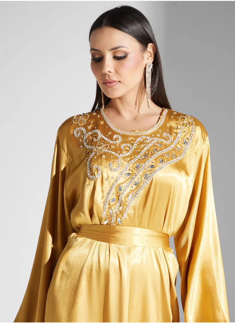 hayas closet Embellished Belted Jalabiya