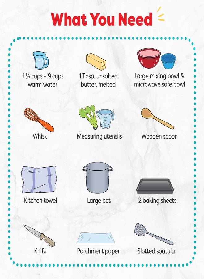 Baketivity Kids Baking Set, Meal Cooking Party Supply Kit for Teens, Real Fun Little Junior Chef Essential Kitchen Lessons, Includes Pre-Measured Ingredients (Kit +Hat & Apron, Pretzel) - Image 4