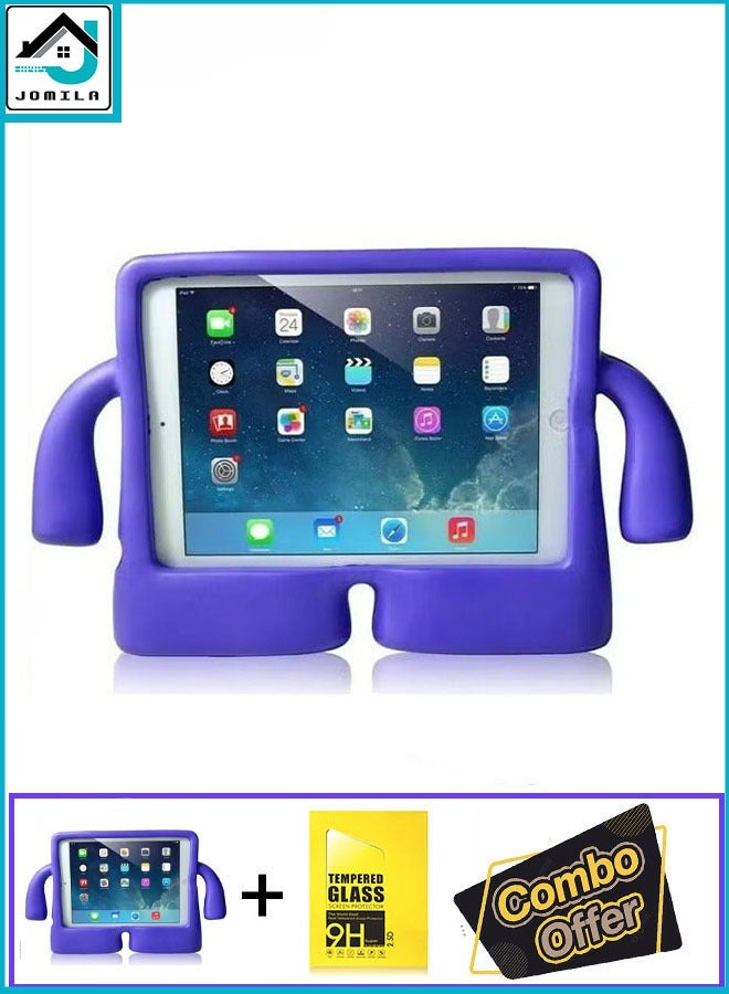 جراب 2 في 1 للأطفال مقاوم للصدمات من مادة EVA مع مقبض وحامل لجهاز iPad Air 4/5 10.9 2020 2022 غطاء متين لامع مع زجاج