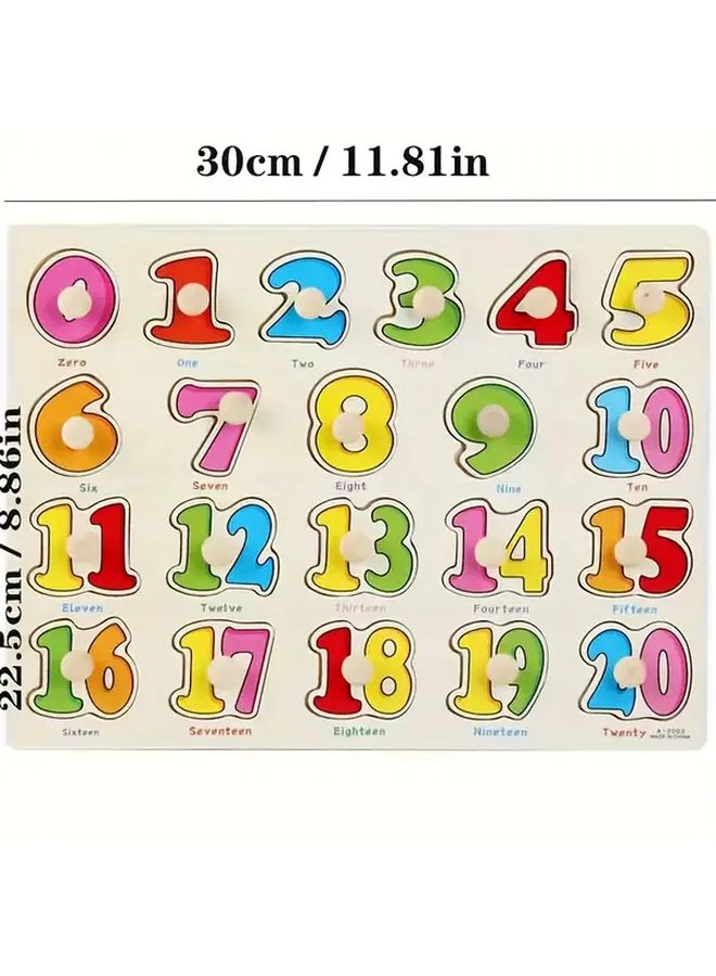 Wooden Number Puzzle 0 20 Interactive Learning Toy For Toddlers Cognitive Development - Image 3