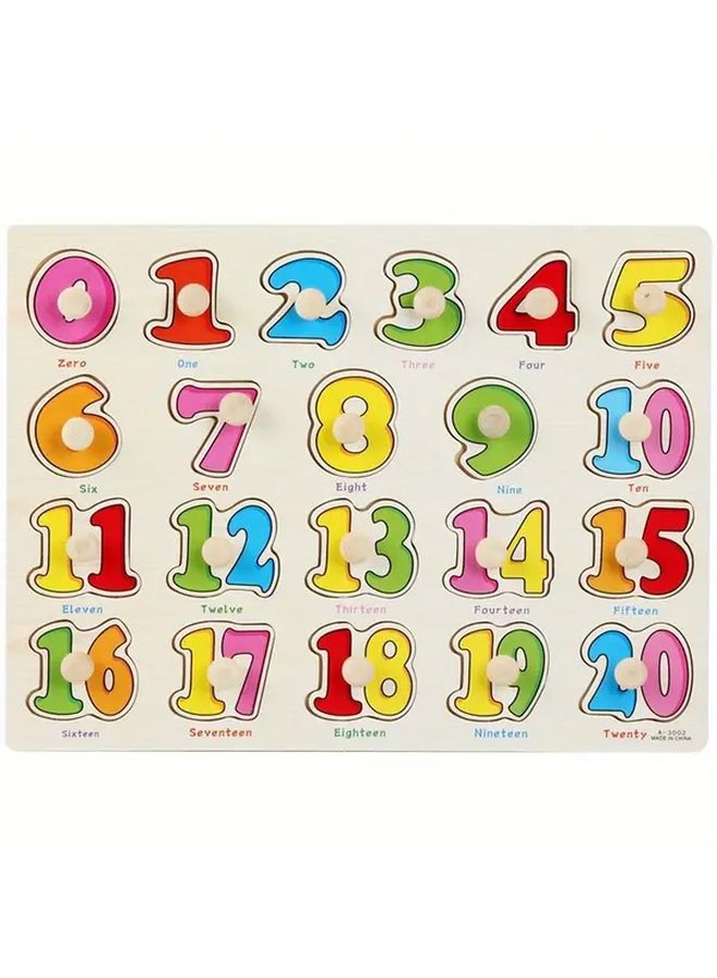 Wooden Number Puzzle 0 20 Interactive Learning Toy For Toddlers Cognitive Development - Image 1