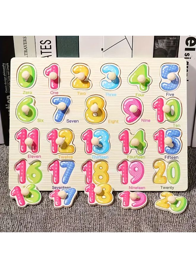 Wooden Number Puzzle 0 20 Interactive Learning Toy For Toddlers Cognitive Development - Image 2