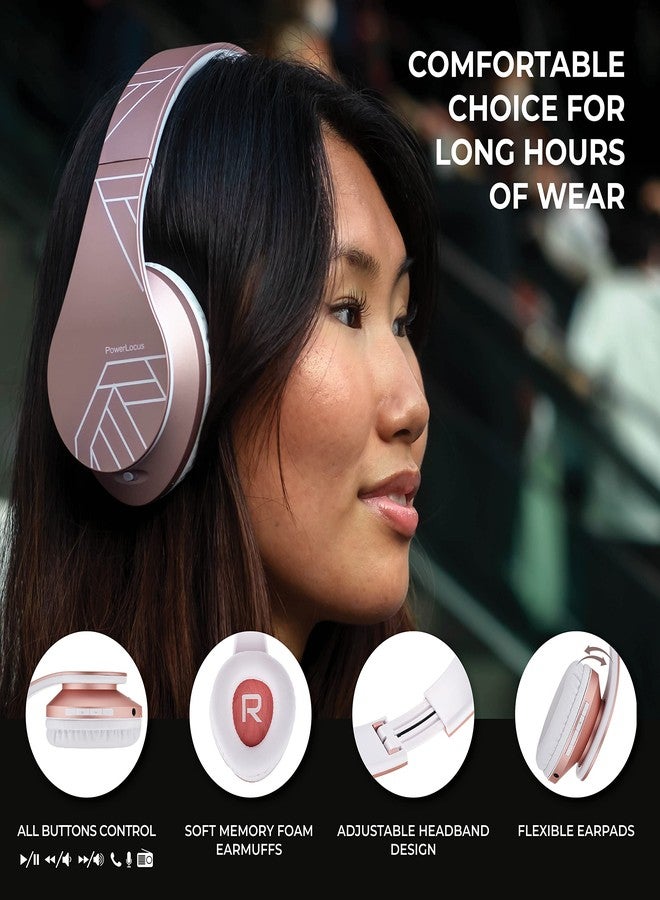 PowerLocus Bluetooth Headphones Over Ear, Wireless Bluetooth Headphones with Microphone, Foldable, Hi-Fi Stereo Sound, Soft Memory Foam Earpads, Micro SD/TF and FM mode for Phone/PC/Tablet - Image 2