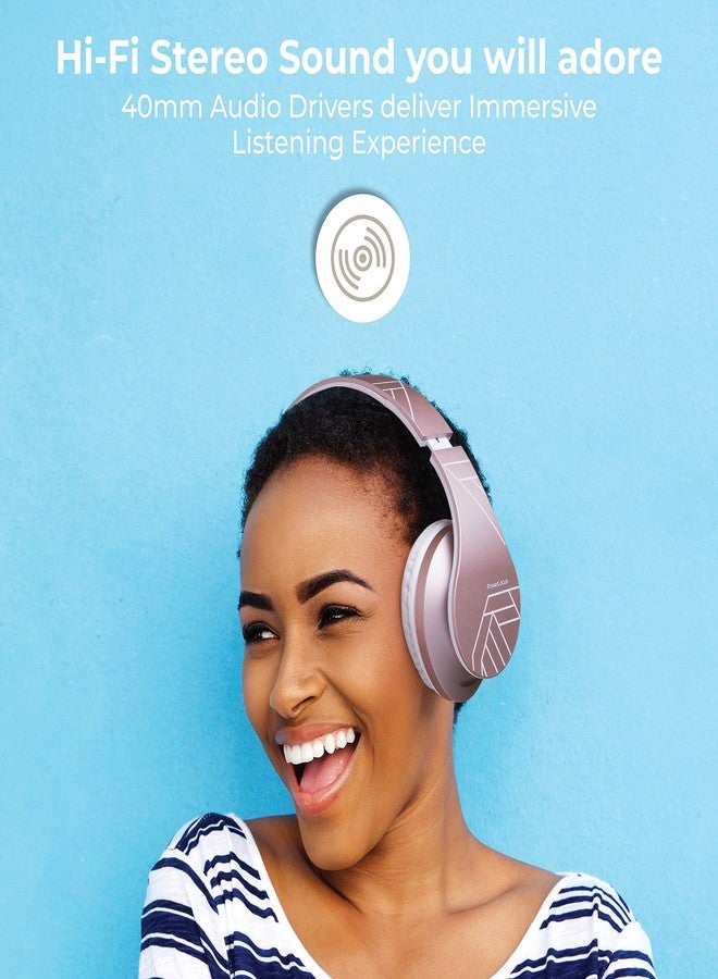 PowerLocus Bluetooth Headphones Over Ear, Wireless Bluetooth Headphones with Microphone, Foldable, Hi-Fi Stereo Sound, Soft Memory Foam Earpads, Micro SD/TF and FM mode for Phone/PC/Tablet - Image 4
