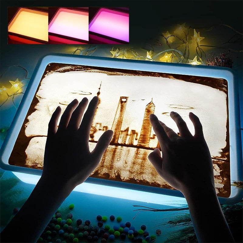 Odoorgames Sand Painting Light Box, Sensory Light Table for Kids - 3 Color Temperature & 10 Levels Adjustable Brightness, 16" (Blue) - Image 1