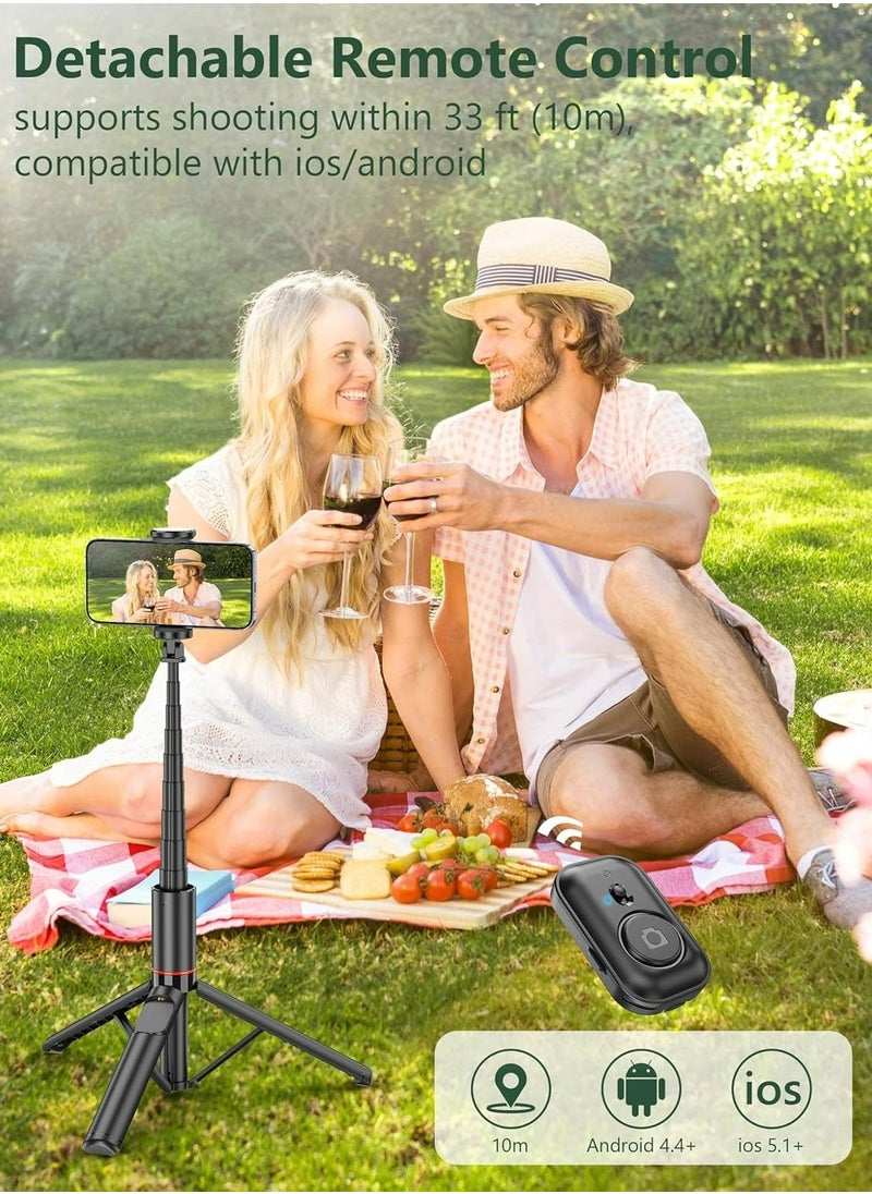 Generic - 52" Selfie Stick Tripod, Aluminum All-in-1 Extendable Cell Phone Tripod Stand with Remote, 360° Rotate Lightweight & Portable Travel Tripod for Cell Phone Compatible with iPhone 16/15/14/13/Android - Image 1