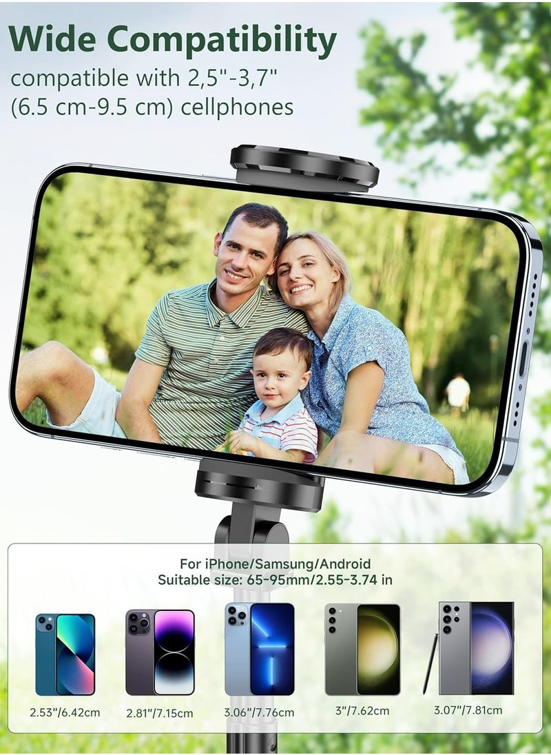 Generic - 52" Selfie Stick Tripod, Aluminum All-in-1 Extendable Cell Phone Tripod Stand with Remote, 360° Rotate Lightweight & Portable Travel Tripod for Cell Phone Compatible with iPhone 16/15/14/13/Android - Image 1