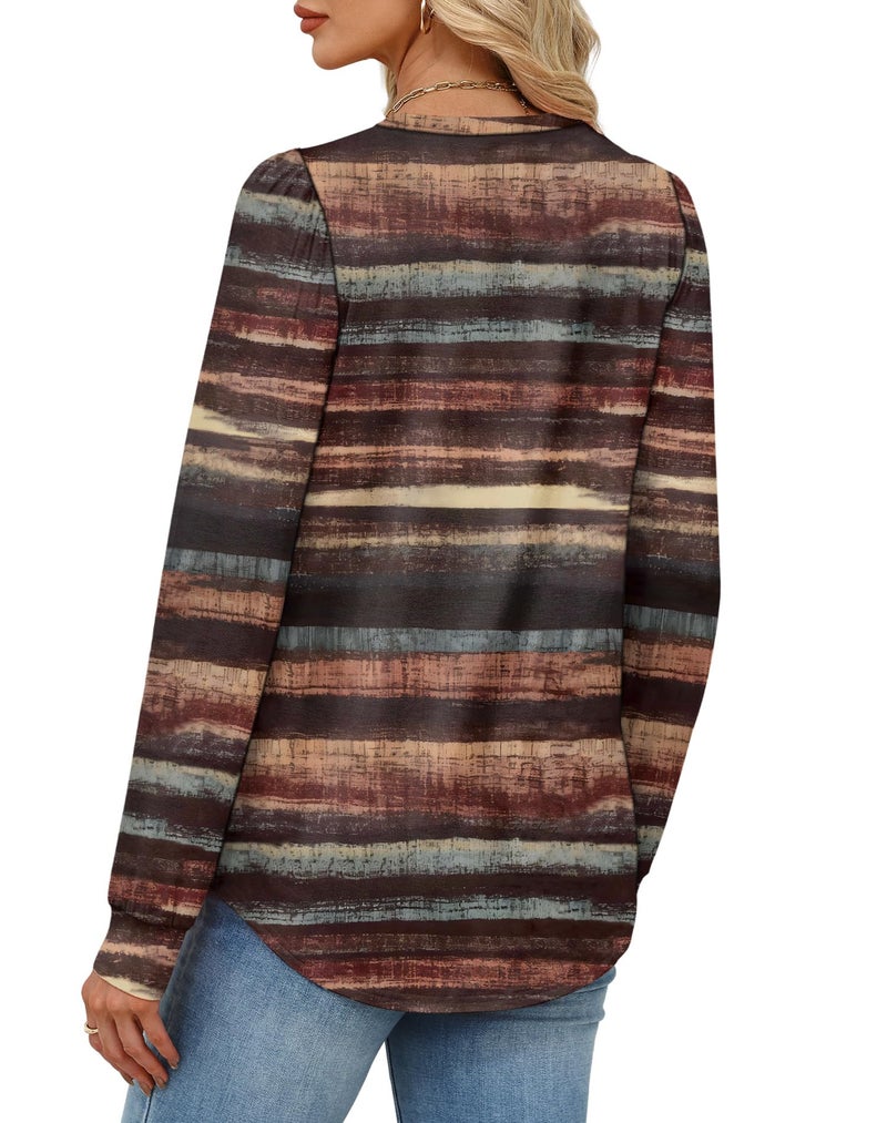 Alaroo Long Sleeve Shirts Tunic Boho Tops for Women Fall Fashion Basic Crewneck Sweatshirts Trendy Clothes Print 32 S - Image 5