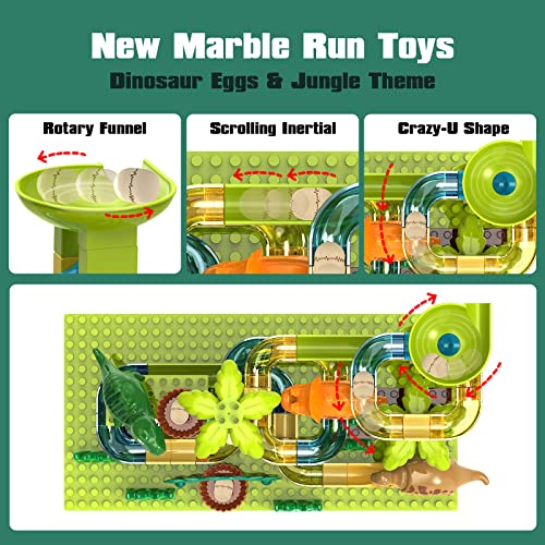 JIXIn Dinosaur Marble Runs for Kids 48 Building Blocks Compatible with DUPLO Lego Sets 125 PCS Classic Big Blocks for Toddlers Ages 35 Montessori Learning STEM Toys - Image 5