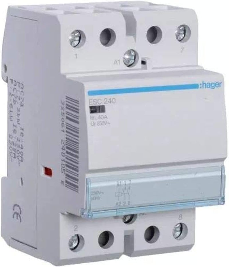 Hager Contactor 40A 2P (ESC240) – 250V, 2NO, Made in EU