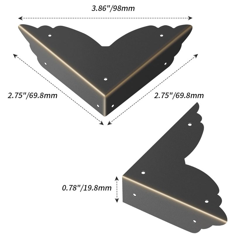 Gudui 12 Pack Metal Corner Guards, Vintage Bronze Furniture Corner Protectors, Antique Table Corner Protectors, Wooden Box Corner Edge Covers, Decoration for Jewelry Box, Desk, Cabinet - Image 2