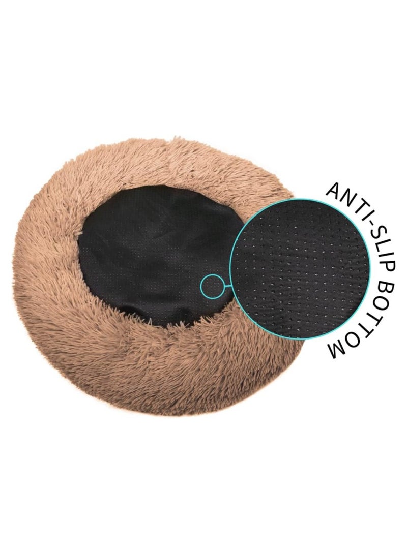 مورو مورو سرير كلاب مخملي تقويمي مع فراء ناعم وقاعدة بلاستيكية - عش مريح وقابل للغسل للحيوانات الأليفة - Image 4