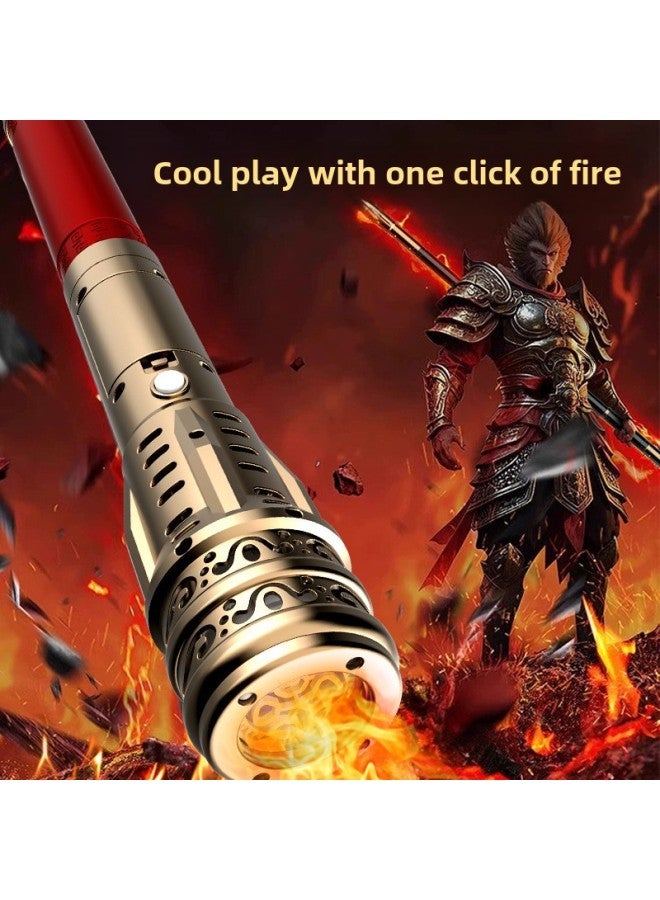Internet-famous Ruyi Golden Hoop Stick Voice-controlled Telescopic Children's Great Sage Lightsaber Blowing Big Boy Stall Toy-Color:Golden Hoop Stick-chinese Red [blow/voice Control + Spray]  - Image 4
