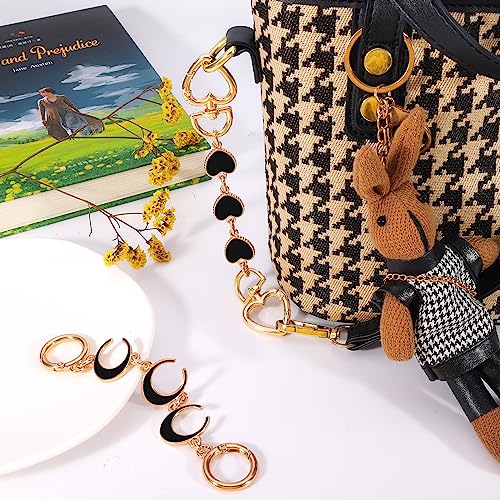 Tmtains 2Pcs Bag Extender Chain Heart Moon Purse Strap Extenders for Handbags Purse Extender Chain Gold Chain Purse Strap Replacement Black Purse Accessories Bag Charms for Handbags Purse Making Supplies - Image 3