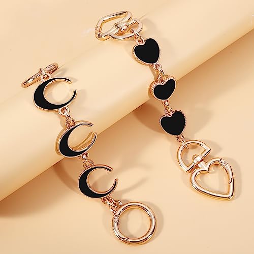 Tmtains 2Pcs Bag Extender Chain Heart Moon Purse Strap Extenders for Handbags Purse Extender Chain Gold Chain Purse Strap Replacement Black Purse Accessories Bag Charms for Handbags Purse Making Supplies - Image 5