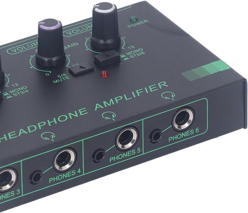 Pilipane Stereo Headphone Amplifier 6 Channel Mini Signal Splitter with 12 Output Jacks for Music Creation Live Performances Aluminum Alloy - Image 2