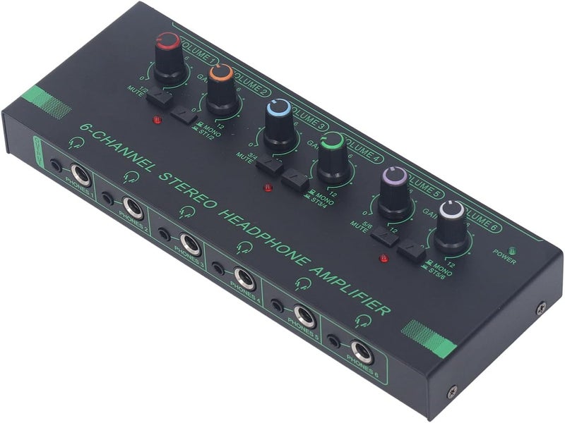 Pilipane Stereo Headphone Amplifier 6 Channel Mini Signal Splitter with 12 Output Jacks for Music Creation Live Performances Aluminum Alloy - Image 4
