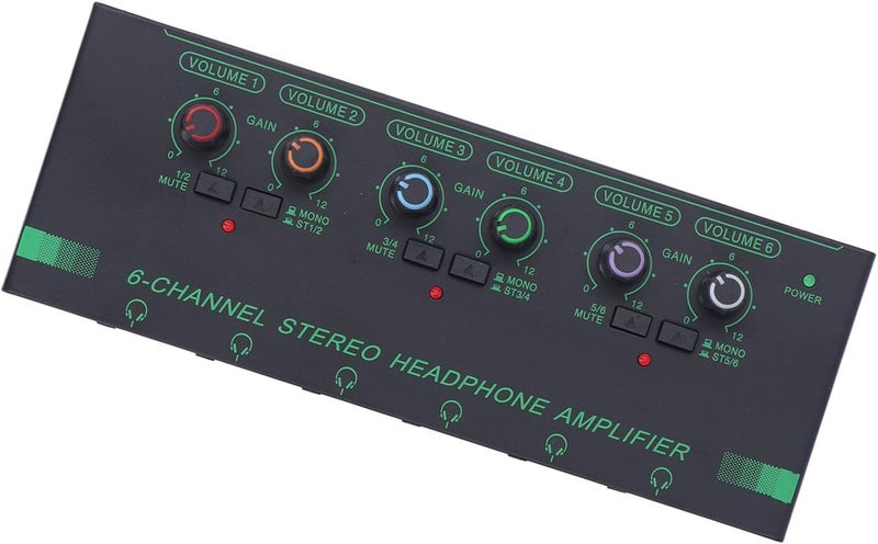 Pilipane Stereo Headphone Amplifier 6 Channel Mini Signal Splitter with 12 Output Jacks for Music Creation Live Performances Aluminum Alloy - Image 5