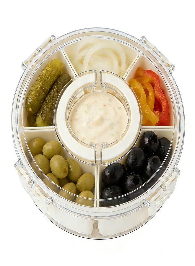 Fevbcnrj Relish Trays with Dividers and Lid, Divided Serving Tray with Lid and Handle, Durable Plastic Clear Snack Organizer with Removable Compartments, Ideal for Party, Travel and Picnic - Image 1