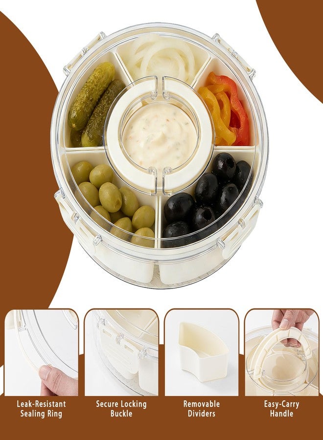 Fevbcnrj Relish Trays with Dividers and Lid, Divided Serving Tray with Lid and Handle, Durable Plastic Clear Snack Organizer with Removable Compartments, Ideal for Party, Travel and Picnic - Image 3