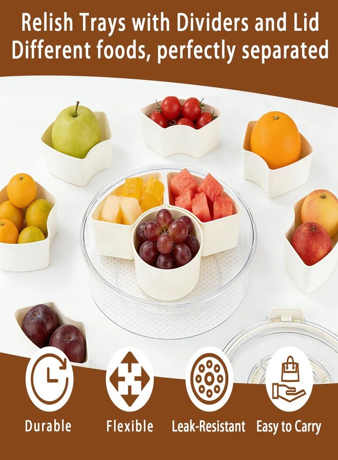Fevbcnrj Relish Trays with Dividers and Lid, Divided Serving Tray with Lid and Handle, Durable Plastic Clear Snack Organizer with Removable Compartments, Ideal for Party, Travel and Picnic - Image 2