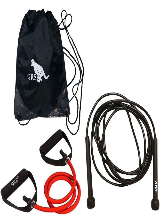 مجموعة GRS® Power_12 من أنابيب المقاومة لشد الجسم، وحقيبة رياضية للرجال والنساء (أسود)، وحبل قفز (أسود) - Image 1