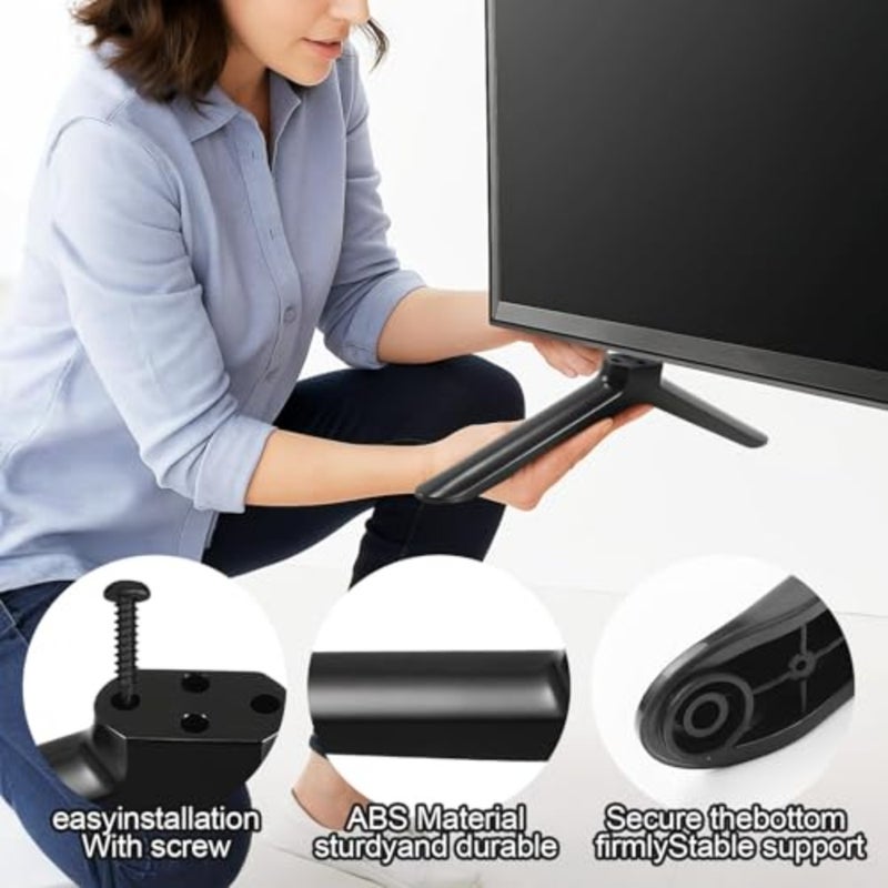 قطعتان من دعامات استبدال أرجل حامل التلفزيون لأجهزة التلفاز مقاس 40 بوصة، متوافقة مع Samsung LG Sharp، قاعدة تلفزيون معدنية متينة مع أدوات التثبيت، دعم ثابت سهل التركيب - Image 3