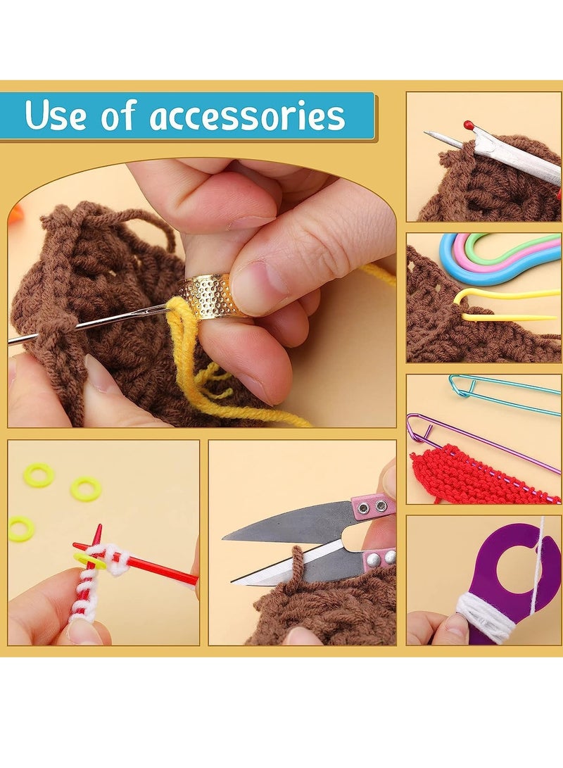 Barakah طقم إبر الكروشيه 110 قطعة طقم كروشيه طقم إبر كروشيه مع حقيبة تخزين إبر حياكة مريحة إبر غير حادة علامات غرز أدوات فنون الحياكة اليدوية للمبتدئين - Image 3