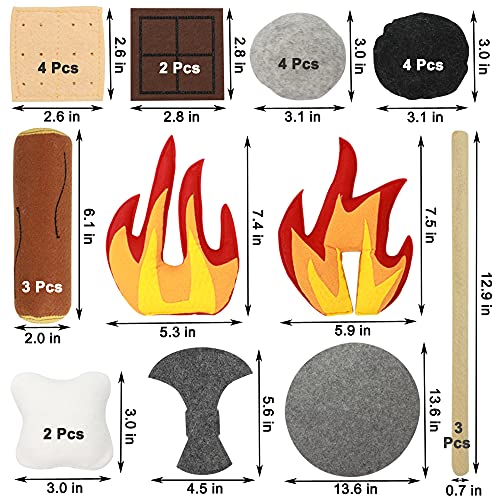 Yowlieu 23 PCS Pretend Campfire Toys, Kids Plush Felt Play Campfire Playset Safe Fake Fire Wood Stones Toys Pretend Camping Play Set for Kids Toddlers Age 3-5 - Image 3