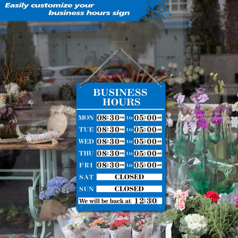 Magrooyar Magnetic Changeable Business Hours Sign, Metal Hours of Operation Signs for Business, Store Hours Sign for Glass Door or Window (BL-hours sign) - Image 4