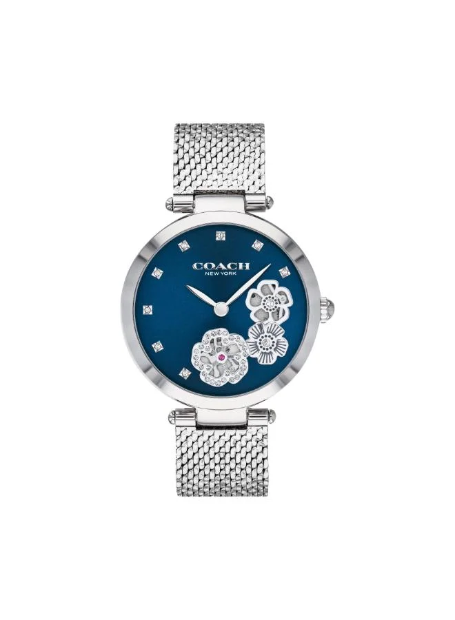 Coach Women's Quartz Multifunction Watch, Blue Dial, Stainless Steel Strap