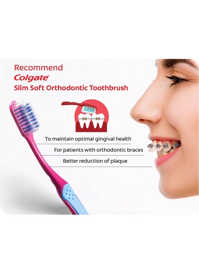 كولجيت فرشاة أورثو فرشاة أسنان رفيعة وناعمة 100% لتنظيف الفم بالكامل ومنظف للخد واللسان على شكل شعيرات، عبوة مكونة من 4 قطع يدوية للبالغين باللون الوردي - Image 3