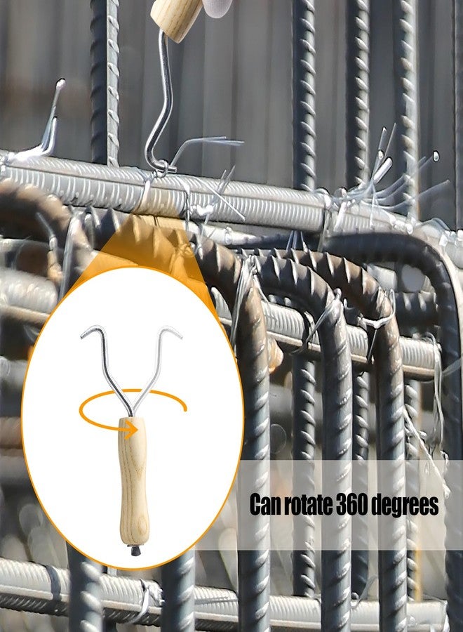 mankk 2Pcs Rebar Wire Twister Tie Twister Tool Concrete Metal Wire Twisting Fence Tool Pull Tie Wire Twister Wooden Grip Handle Rebar Tie Tool M-123 - Image 5