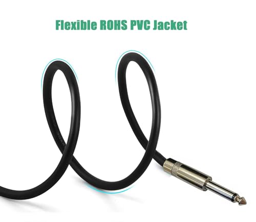 HeyTones Professional 10 Feet 12 Gauge 1/4" to 1/4" TS Speaker Cables - 12AWG 10ft DJ/PA Speaker Cords Amp Audio Wires - 2 Pack - Image 3