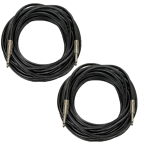 HeyTones Professional 10 Feet 12 Gauge 1/4" to 1/4" TS Speaker Cables - 12AWG 10ft DJ/PA Speaker Cords Amp Audio Wires - 2 Pack - Image 1
