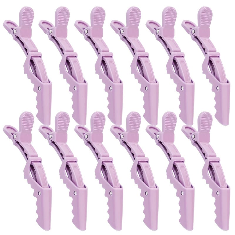 YISSION Purple Alligator Hair Clips  12Pcs Large Duck Billed No Crease Clips for Sectioning Makeup and Hair Styling Accessories for ThinThick Hair Women Girls