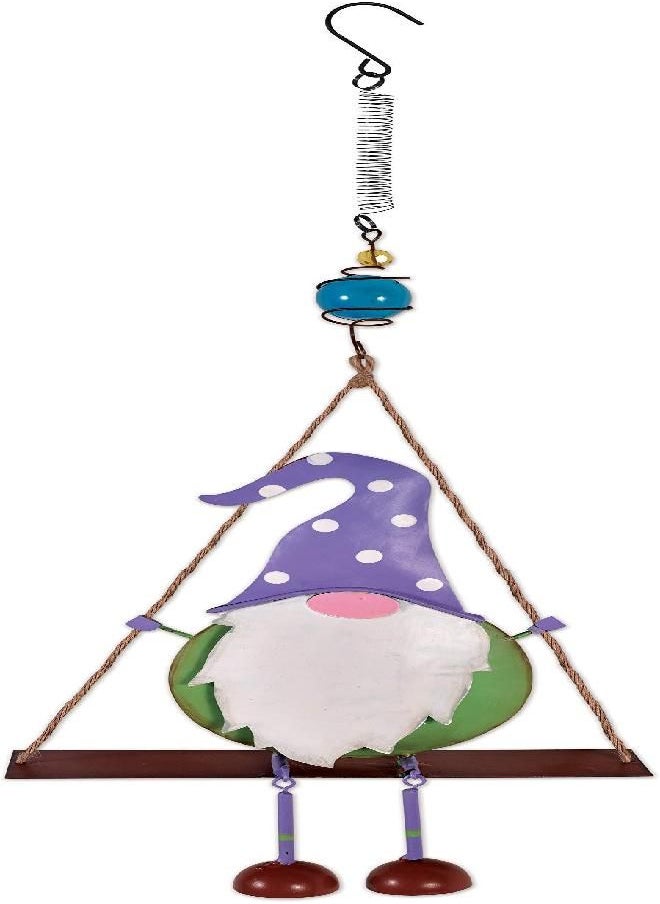 Sunset Vista Designs 93785 Gnome Collection-Hanging Bouncy, Purple Hat Swing, 23-inch Height