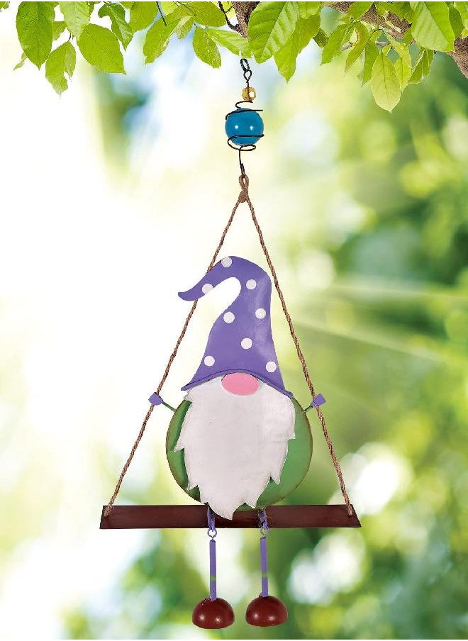 Sunset Vista Designs 93785 Gnome Collection-Hanging Bouncy, Purple Hat Swing, 23-inch Height