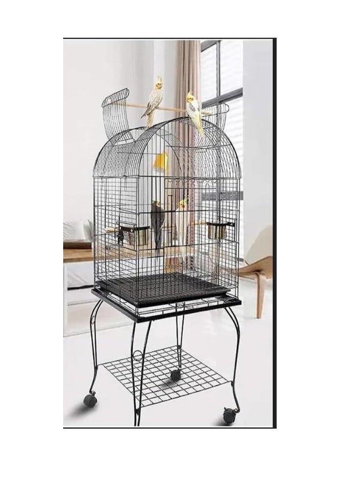 Generic parrot Bird cage with rolling stand 2 wood stick 2 Food Container large with top stand for big parrots such as casco cocatoo,conure,Parakeet,Budgerigar,Fischer Lovebird,cockatiel  - Image 2