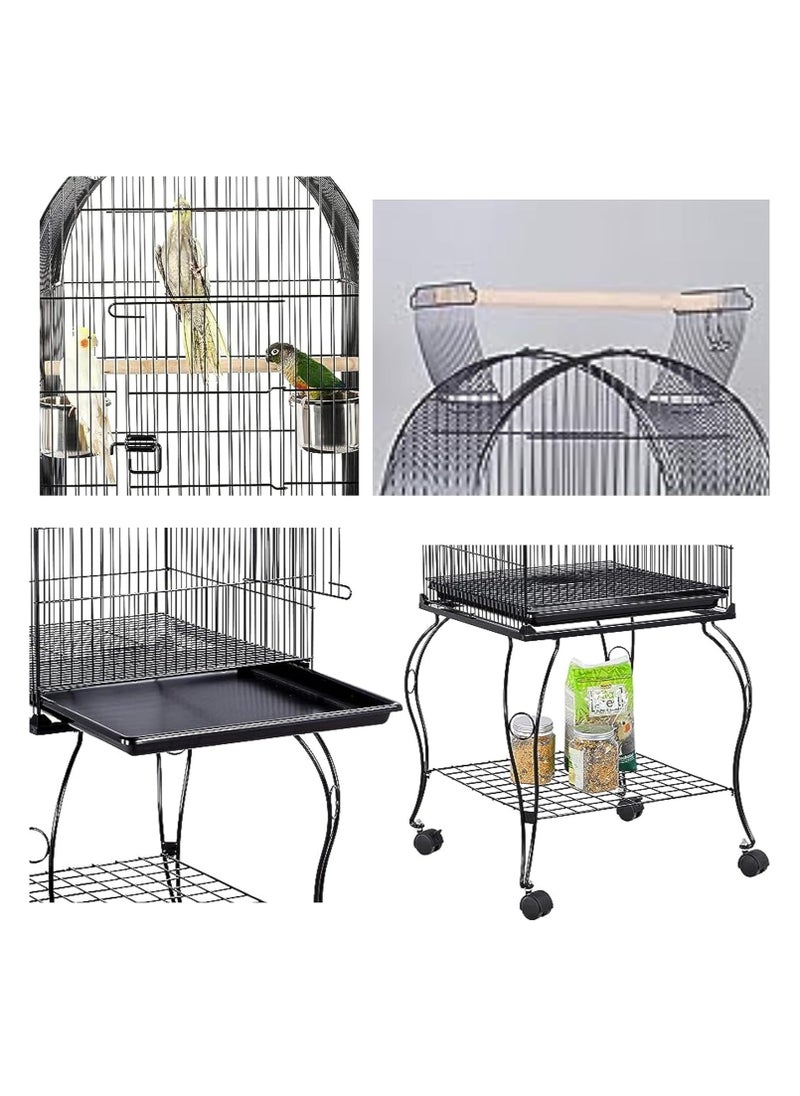 Generic parrot Bird cage with rolling stand 2 wood stick 2 Food Container large with top stand for big parrots such as casco cocatoo,conure,Parakeet,Budgerigar,Fischer Lovebird,cockatiel  - Image 4