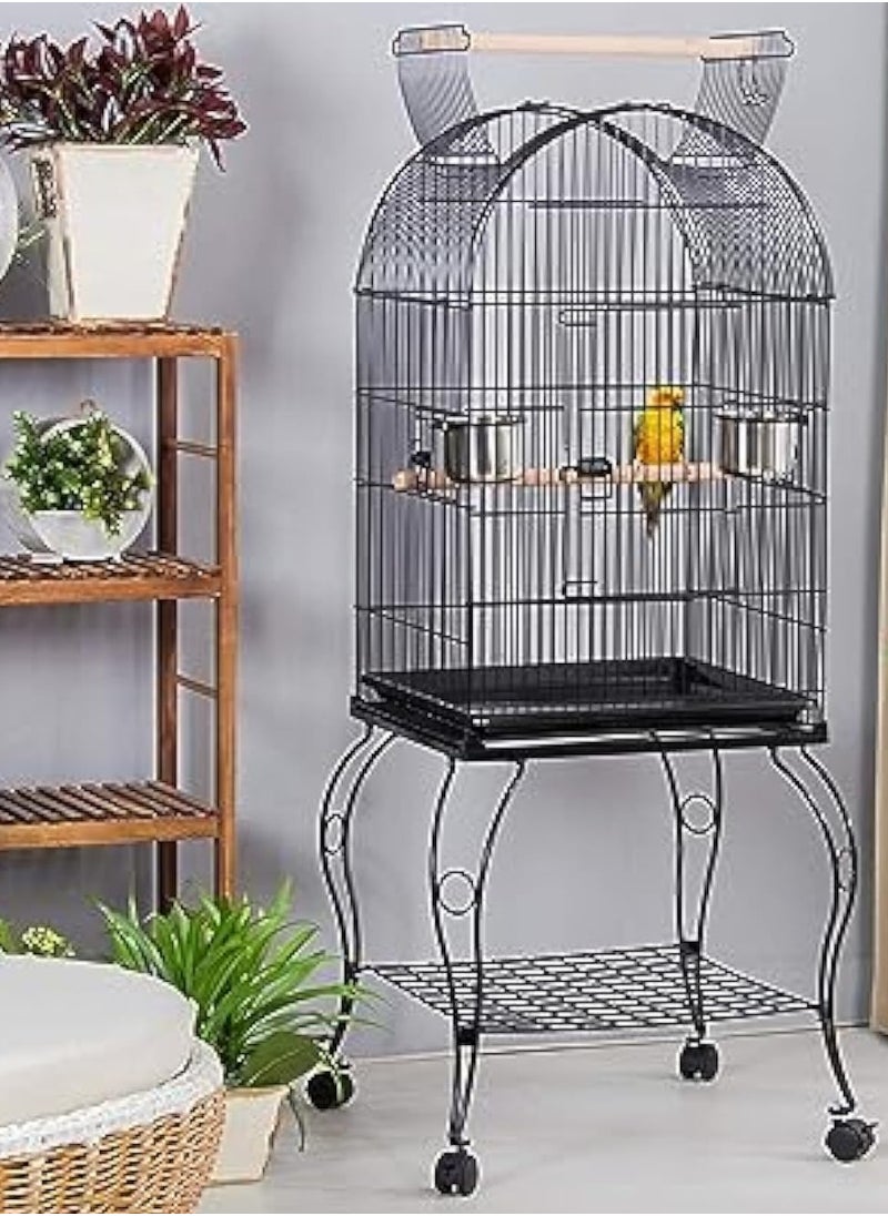 Generic parrot Bird cage with rolling stand 2 wood stick 2 Food Container large with top stand for big parrots such as casco cocatoo,conure,Parakeet,Budgerigar,Fischer Lovebird,cockatiel  - Image 5